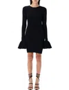 Rotate Birger Christensen Rotate Black Viscose Mini Dress With Cutout On The Back And Ribbed Knit Women In Black