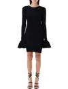 Rotate Birger Christensen Rotate Black Viscose Mini Dress With Cutout On The Back And Ribbed Knit Women In Black