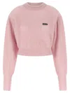 Rotate Birger Christensen Short Knit Puff Sweater In Pink