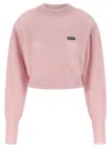 Rotate Birger Christensen Short Knit Puff Sweater In Pink