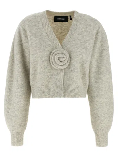Rotate Birger Christensen 'knit Puffsleeve' Cardigan In Gray