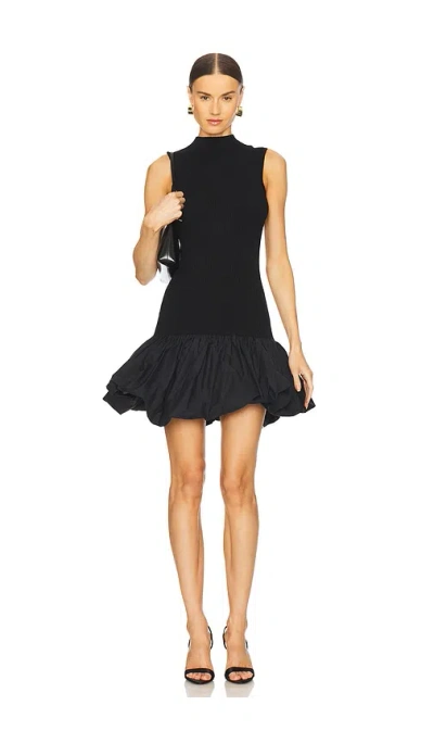 Rotate Birger Christensen Knit Racer Cut Dress In 黑色