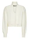 Rotate Birger Christensen Cardigan Con Sciarpa Lavorata A Maglia Bianco In White