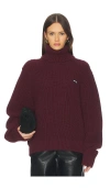 Rotate Birger Christensen Knit Turtleneck Jumper In Burgundy