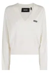 Rotate Birger Christensen Knit V-neck Sweater In Neutral