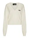 Rotate Birger Christensen Rotate Knit V-neck Sweater In White