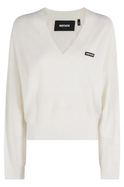 Rotate Birger Christensen Knit Vneck Sweater In Gray