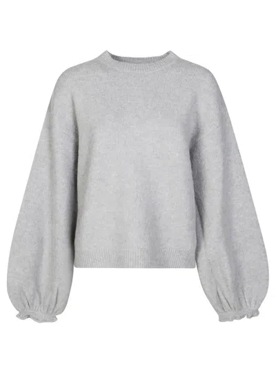 Rotate Birger Christensen Knit Wide Sleeve Jumper In Gray