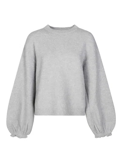 Rotate Birger Christensen Knit Wide Sleeve Jumper In Grey