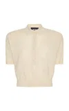Rotate Birger Christensen Knit Wool-cashmere Polo Top In Neutral