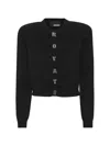 Rotate Birger Christensen Rotate Cropped Black Sweater With Padded Shoulders And Button Embellishments In Black