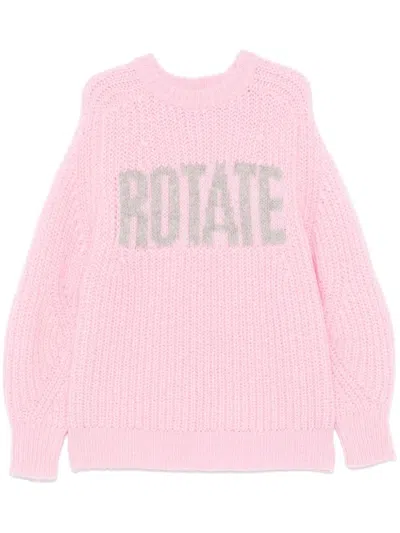 Rotate Birger Christensen Knitted-logo Sweater In Pink