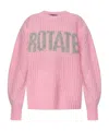 Rotate Birger Christensen Rotate Sunday Logo-intarsia Wool-blend Jumper In Pink