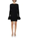 Rotate Birger Christensen Rotate Black Viscose Mini Dress With Cutout On The Back And Ribbed Knit Women In Black