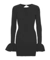 Rotate Birger Christensen Rotate Black Viscose Mini Dress With Cutout On The Back And Ribbed Knit Women In Green