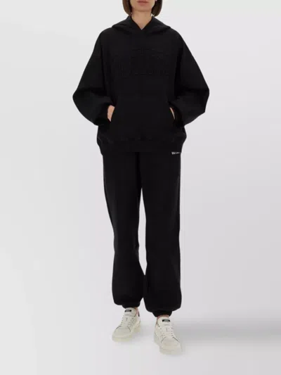 Rotate Birger Christensen Knitwear Hooded Design Long Sleeves Front Pocket In Black