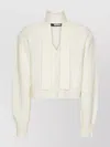 Rotate Birger Christensen Cardigan Con Sciarpa Lavorata A Maglia Bianco In Neutral