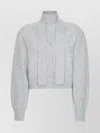 Rotate Birger Christensen Knitwear With Attached Scarf And Cropped Length In Gray