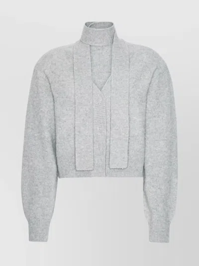 ROTATE BIRGER CHRISTENSEN KNITWEAR WITH ATTACHED SCARF AND CROPPED LENGTH