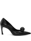 Rotate Birger Christensen Knot-appliqué Leather Pumps In Black