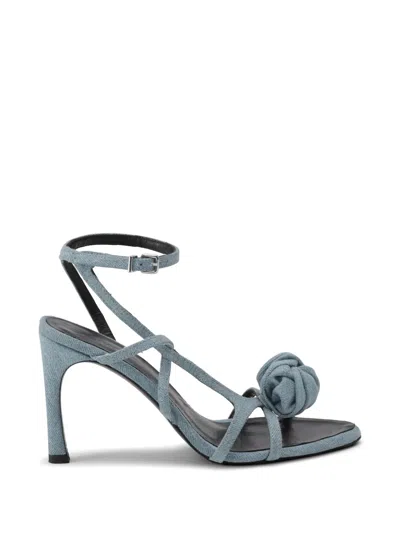 Rotate Birger Christensen Knot Denim Sandals In Gray