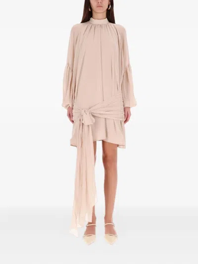 Rotate Birger Christensen Knot-detail Mini Dress In Neutral