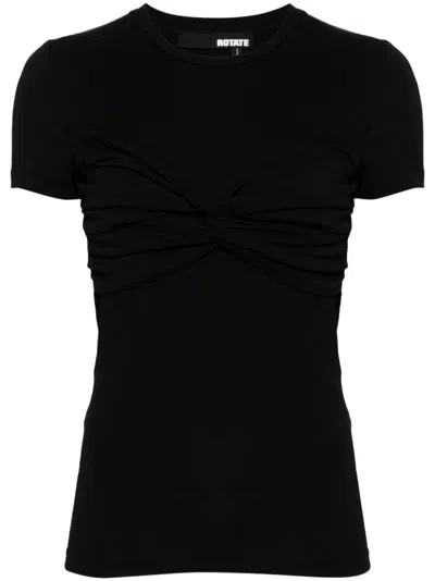 Rotate Birger Christensen Fitted Twisted T-shirt In Black
