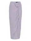 Rotate Birger Christensen Knot-embellished Crepe Skirt In Gray