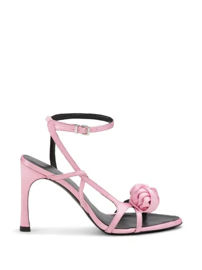 Rotate Birger Christensen Knot Satin Sandals In Pink