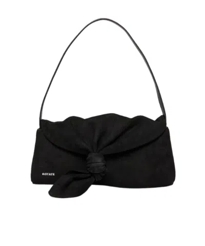 Rotate Birger Christensen Knot Scarf Suede Shoulder Bag In Black