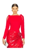 Rotate Birger Christensen Knotted Bodysuit In Racing Red