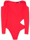 Rotate Birger Christensen Knotted Bodysuit In Red