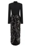 Rotate Birger Christensen Knotted Midi Dress In Black