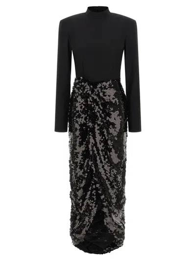 Rotate Birger Christensen Knotted Midi Dress In Black