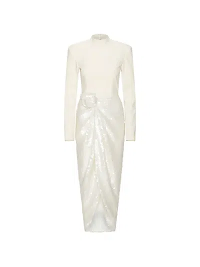 Rotate Birger Christensen Knotted Midi Dress In White