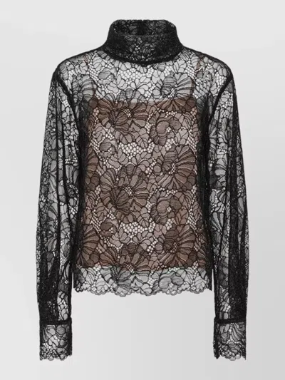 Rotate Birger Christensen Lace Blouse Sheer Floral Pattern Design