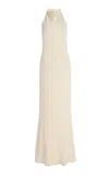 Rotate Birger Christensen Lace-detailed Satin Maxi Dress In White
