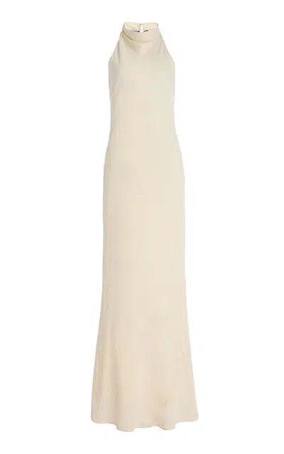 Rotate Birger Christensen Lace-detailed Satin Maxi Dress In White