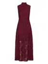Rotate Birger Christensen Abito Lungo Floreale Bordeaux In Red