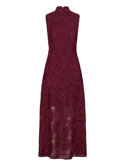 Rotate Birger Christensen Lace-detailing Midi Dress In Red
