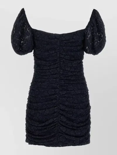 Rotate Birger Christensen Lace Dress Off Shoulder Puff Sleeves In Black