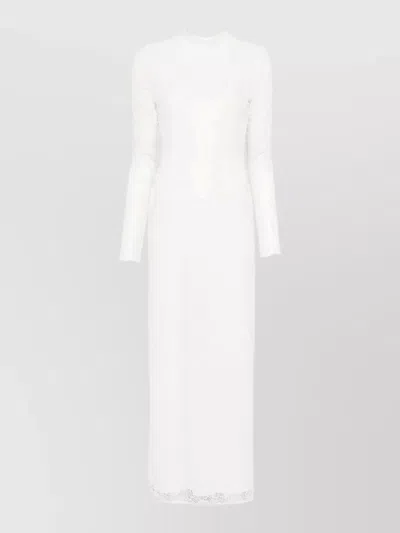 Rotate Birger Christensen Rotate Open-back Lace Mini Dress With Crew Neck And Back Slit In White