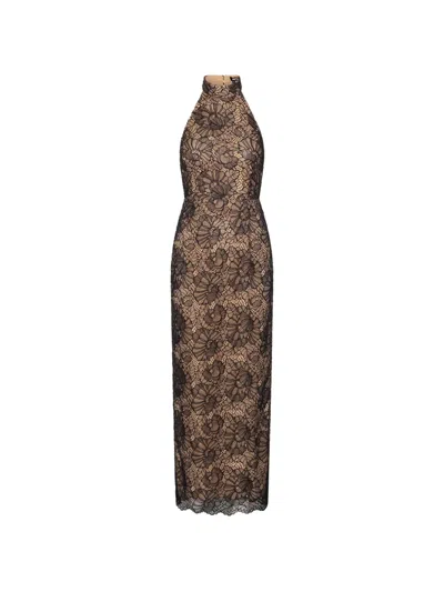 Rotate Birger Christensen Lace Halterneck Maxi Dress In Multi