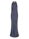 Rotate Birger Christensen Lace-insert Maxi Dress In Blue