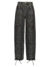 Rotate Birger Christensen Black Organic Cotton Wide Leg Pants With Lace In Gray