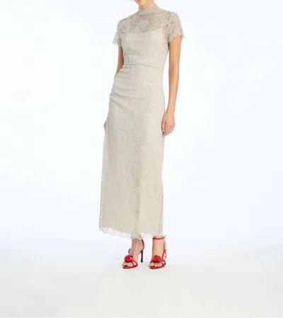 Rotate Birger Christensen Lace Long Midi Dress In Alloy In White