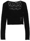 Rotate Birger Christensen Lace Long-sleeve Top In Black