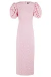 Rotate Birger Christensen Lace Fitted Midi Dress In Pink