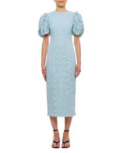 Rotate Birger Christensen Lace Midi Fitted Dress In Grey