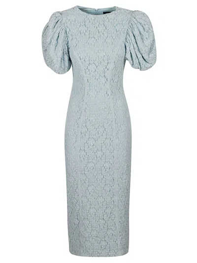 Rotate Birger Christensen Lace Midi Fitted Dress In Omphalodes